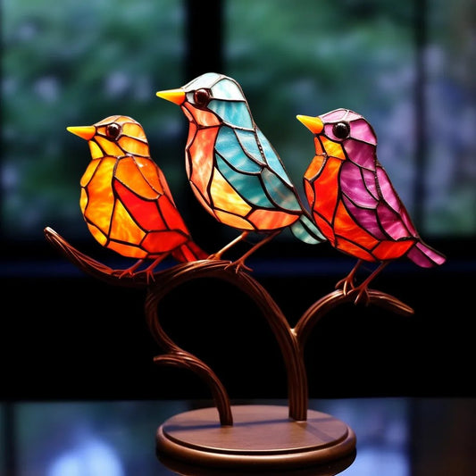 🐦Malowany szklany ptak na gałęzi - ozdoba stołowa🐦