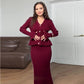Damski top z marszczonymi guzikami i spódnica maxi w stylu bodycon