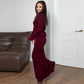 Damski top z marszczonymi guzikami i spódnica maxi w stylu bodycon