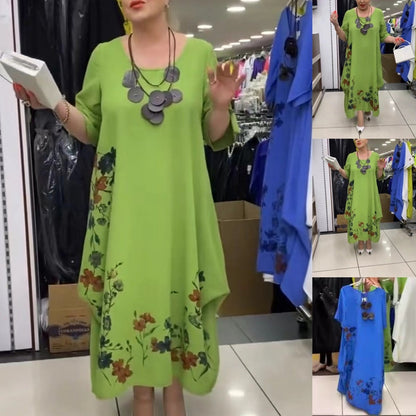 👗Sukienki damskie z nadrukiem na okrągłym dekolcie