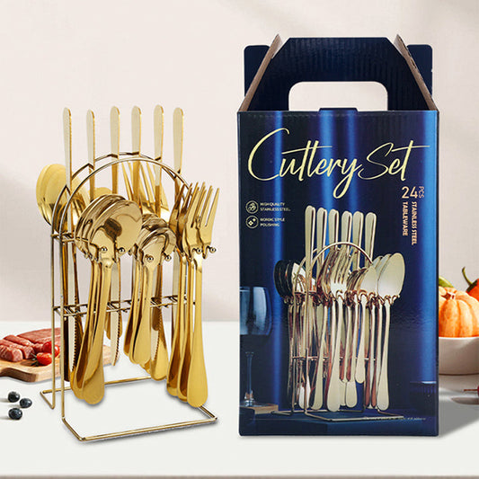 ✨🍴24-elementowy zestaw sztućców Premium ze stali nierdzewnej