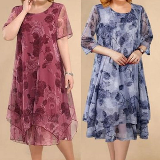 🌺Eleganckie szyfonowe sukienki z nadrukiem w dużych rozmiarach