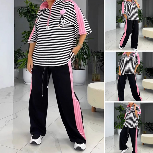 【S-3XL】🥰Damski dwuczęściowy top i spodnie w paski