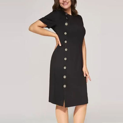 ✨Elegancka damska sukienka z guzikami w jednolitym kolorze