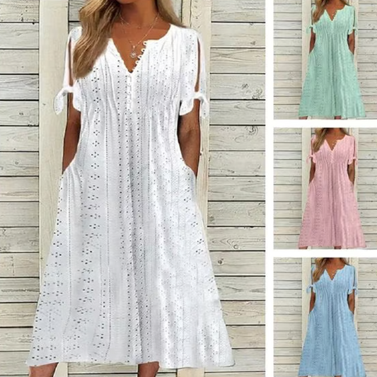 🔥👗Elegancka damska sukienka z dekoltem w szpic