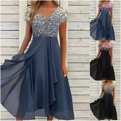 ✨Damska letnia sukienka patchworkowa z nadrukiem V-Neck