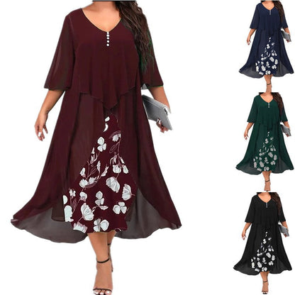 【S-5XL】👗Szyfonowa sukienka z półrękawkiem