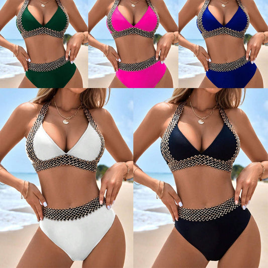 👙Seksowny kostium kąpielowy Holiday Wave Pattern V-Neck🏖️