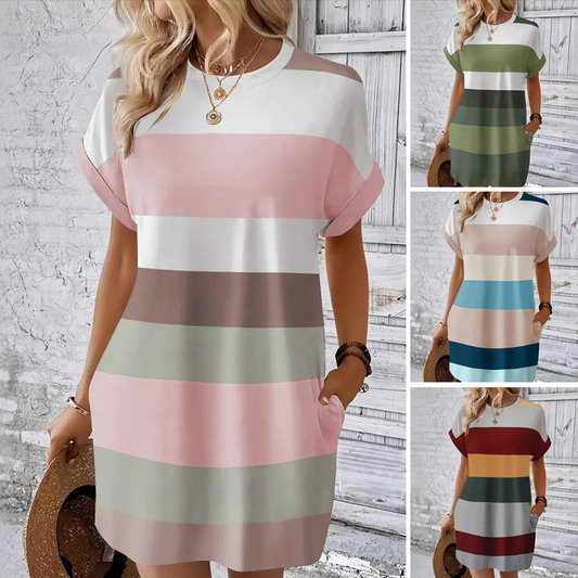 🔥👗Sukienka damska casual z okolicznicem rundym