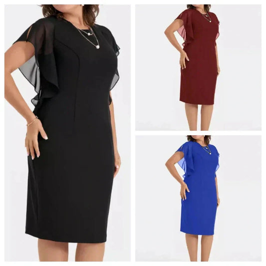 🔥👗Jednolita sukienka midi z okrągłym dekoltem