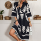 🔥👗Casualowa sukienka z nadrukiem i dekoltem w serek