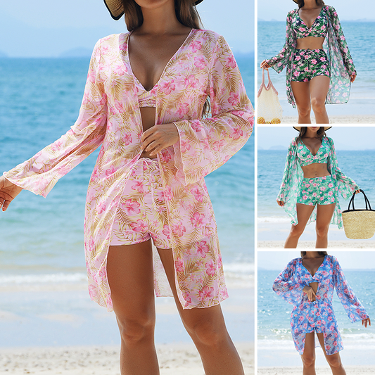 Damski 3-częściowy zestaw bikini z tuniką