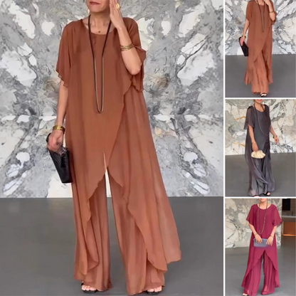 💖Damski nieregularny top i luźne spodnie w komplecie（Top + Spodnie）