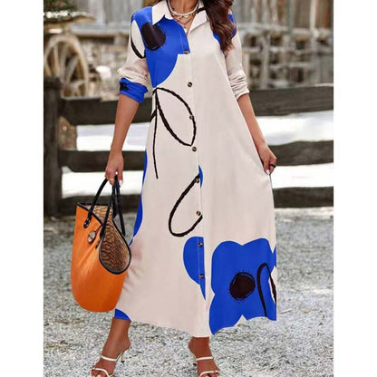 Damska koszulowa sukienka maxi z guzikami