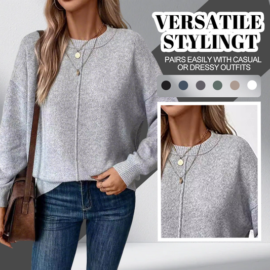 👚Damski sweter z miękkim dekoltem i opadającymi ramionami